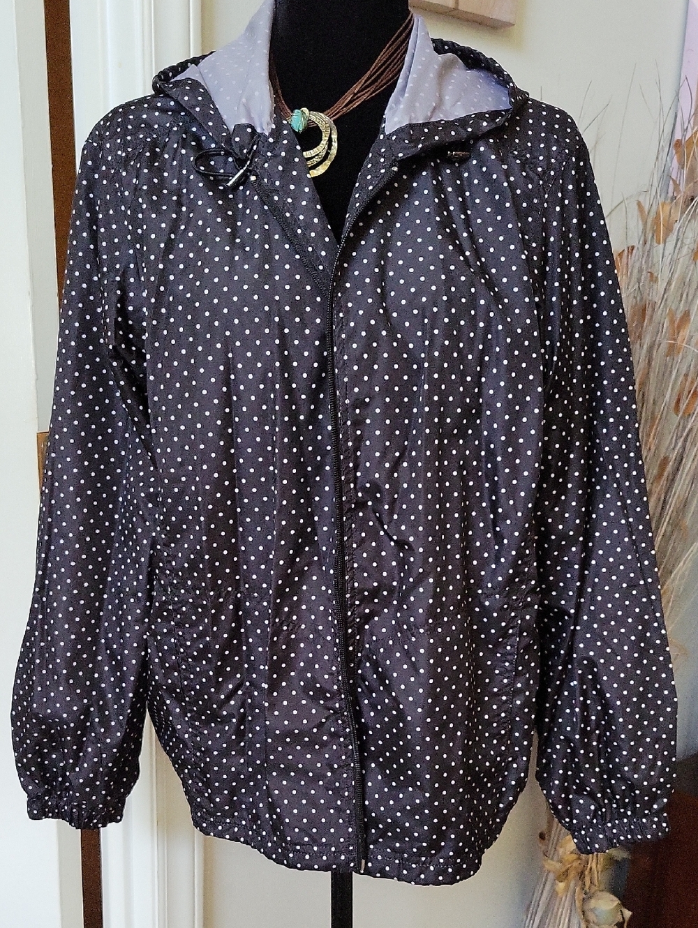 Talbots Black and White Polka Dot Outerwear Jacket